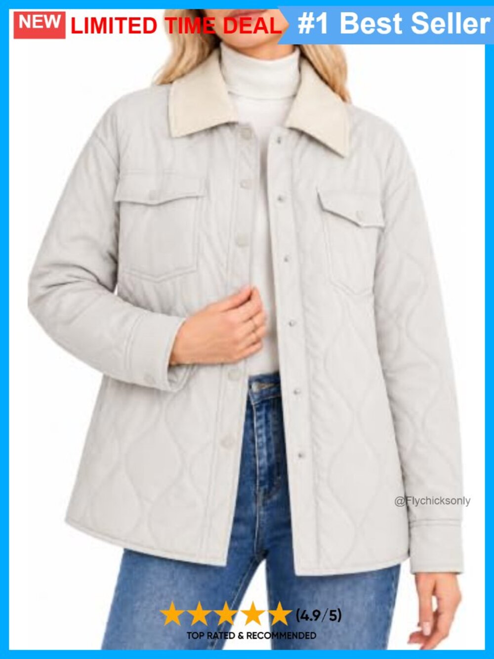 Women's Quilted Snap Button Barn Jacket Corduroy Collar Water Repellent Cropped